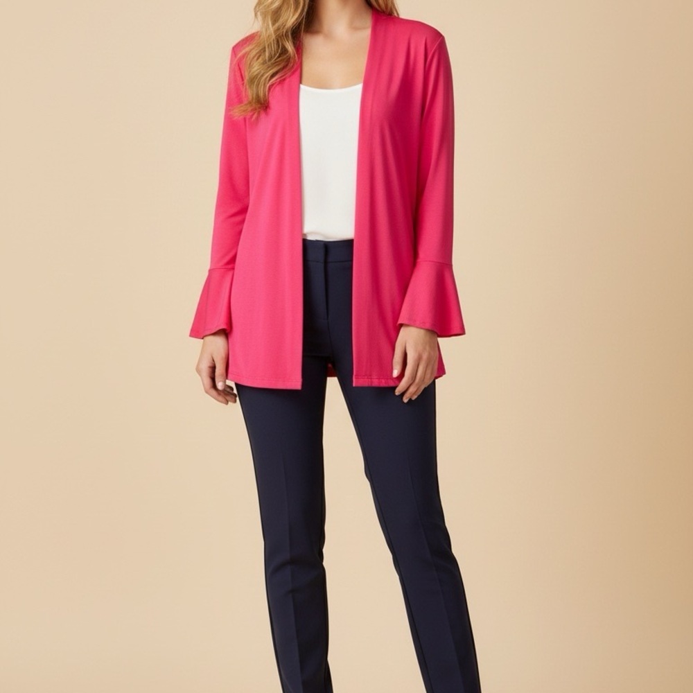 Susan Graver pink open front top size medium
